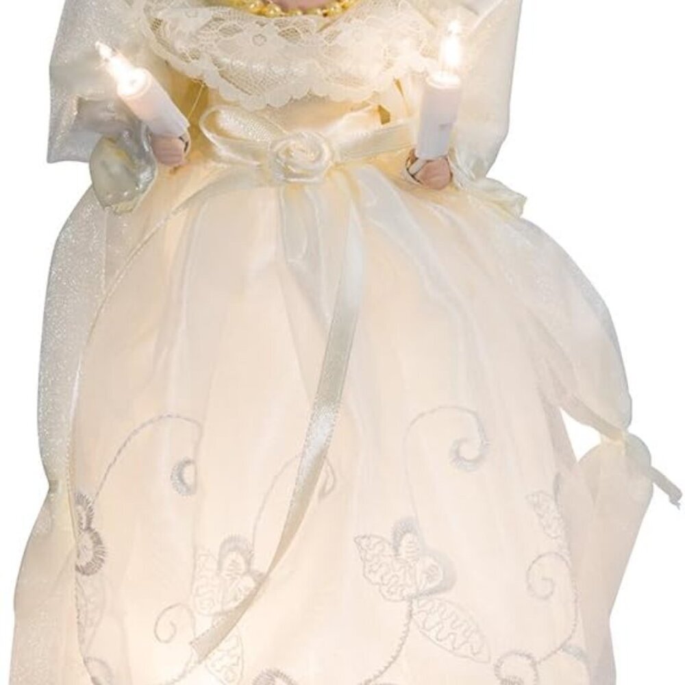 Kurt Adler 10-Inch UL 10-Light Gold/Ivory Angel Treetop - Picture 2 of 11